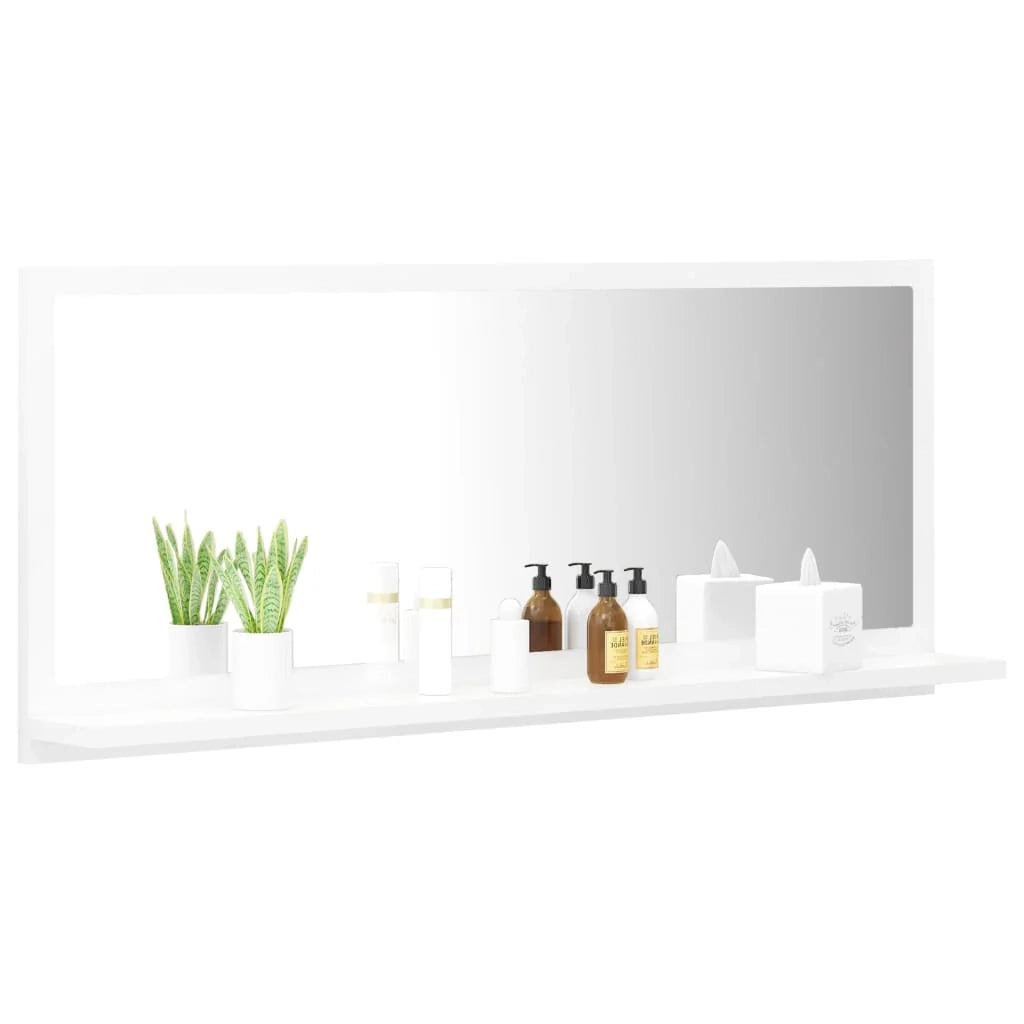 Specchio da bagno 90 x 10,5 x 37 cm in truciolare bianco 02_0006910