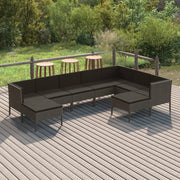 Set Divani da Giardino 9 pz con Cuscini in Polyrattan Grigio 3094434