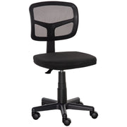 Sedia da ufficio ergonomica girevole con altezza regolabile senza braccioli e rotelle per scrivania in tessuto nero