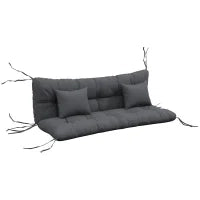 Set 4 Cuscini da Giardino per Schienale e Seduta con Imbottitura, in Poliestere, Grigio Carbone