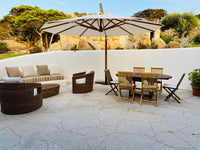 Ombrellone da Giardino Decentrato Ø2,5m in Legno Telo in Acrilico Danieli Lisbona Ecrù