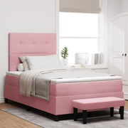 Letto con Box Spring con Materasso e Panca Rosa 120x190 cm Velluto