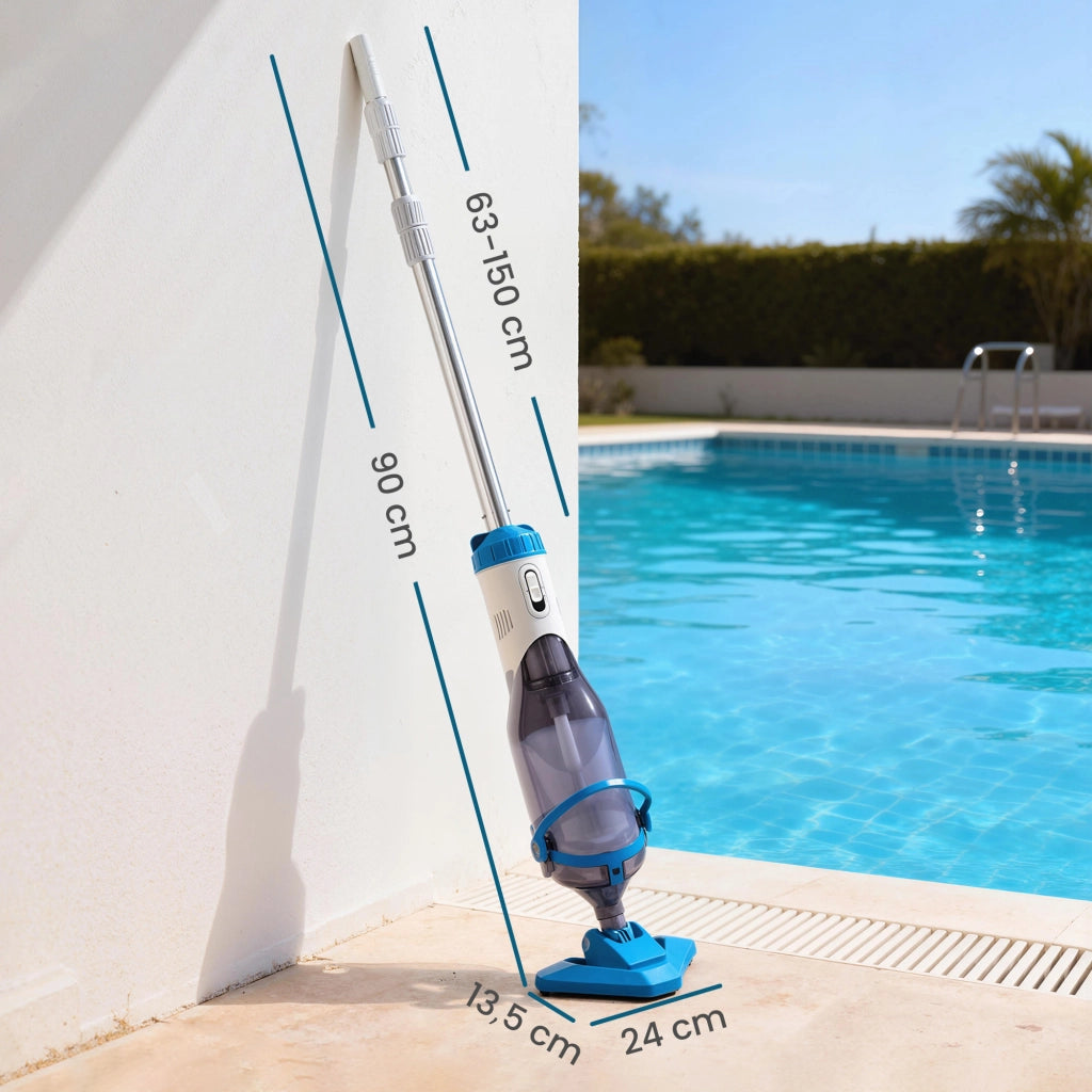 Pulitore Piscina Manuale con Cepillo e Asta Regolabile 63-150 cm ¨C zephmum ¨C Blu