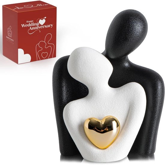 Miniatura decorativa ceramica con cuore e ritratto bidimensionale – Scultura decorativa per camera da letto, soggiorno, tavolo o parete – Regalo per matrimonio, anniversario o San Valentino