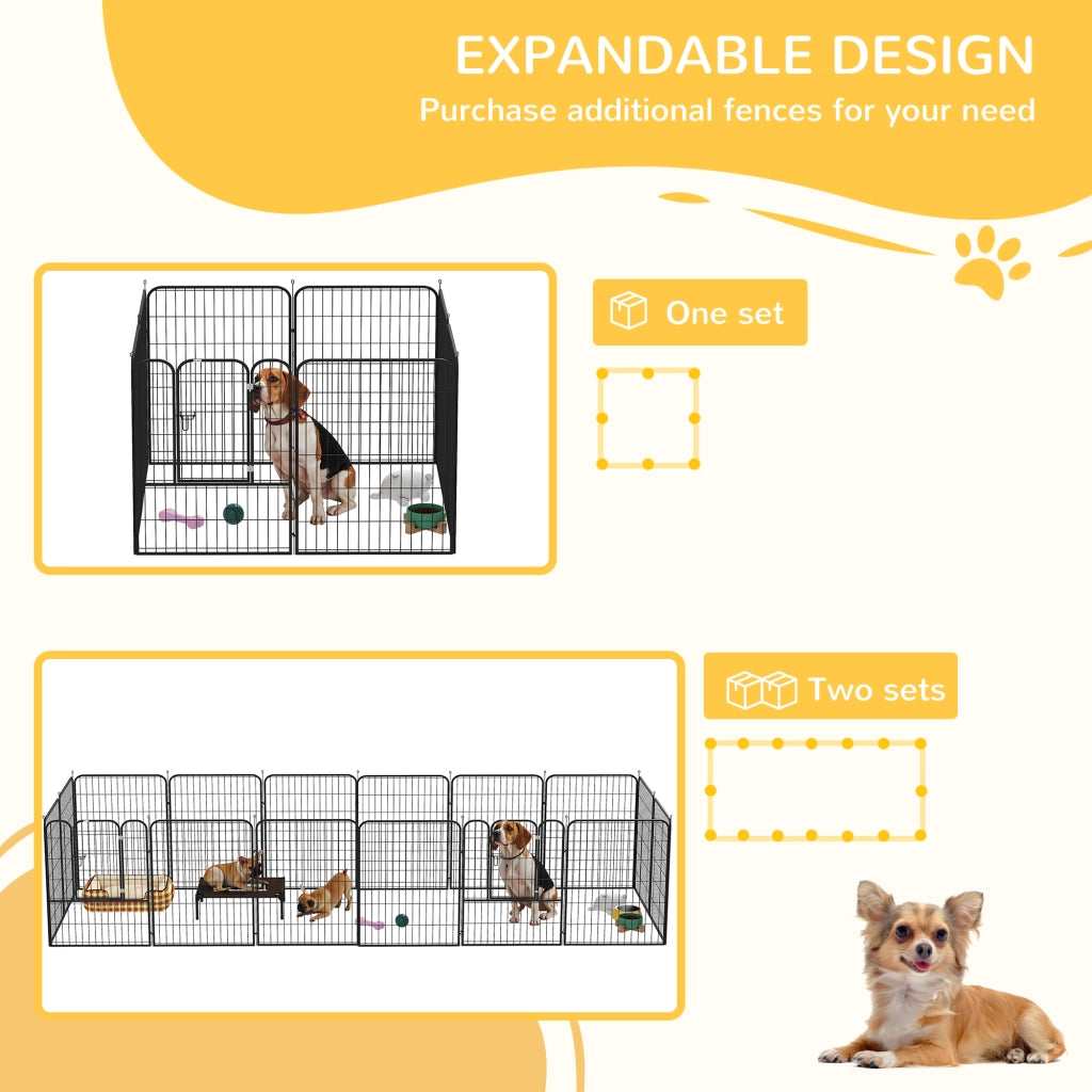 Recinto per Cani con 8 Pannelli e Porta ¨C zephmum ¨C Grigio 100cm