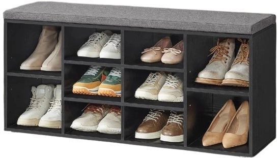 Banco d'ingresso - sedile per ingresso - design spaziale - 30,1 cm x 104,1 cm x 48,1 cm - nero