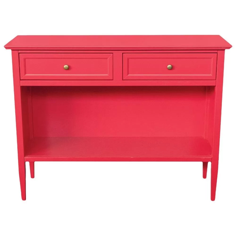 Madia credenza 2 cassetti 1 vano a giorno legno shabby rosso lampone 110x35x83 - Mobili 2G