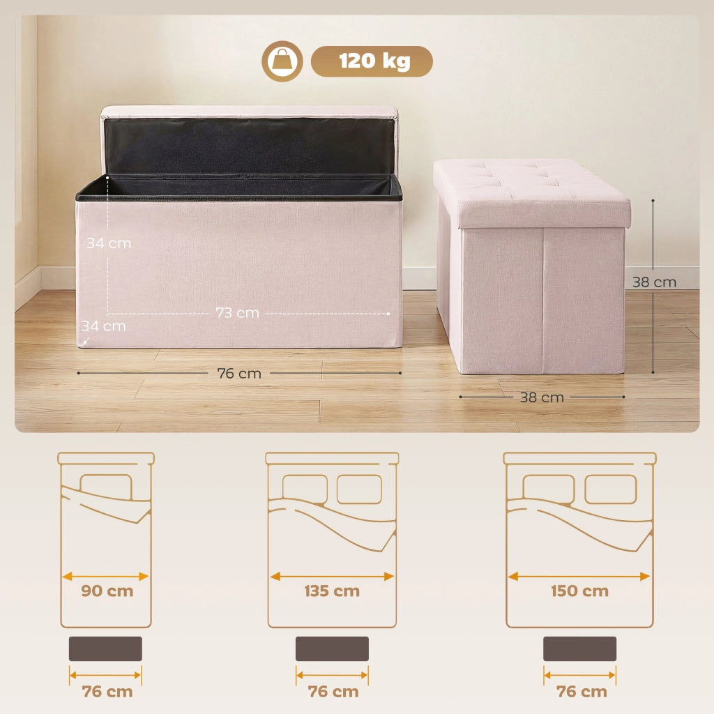 Cassa Panca Pieghevole ¨C zephmum ¨C Rosa 76x38x38 cm
