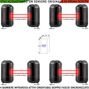 Doppio Raggio Infrarosso Attivo Barriera Orientabile 4 Pezzi Segnala Allarme Passaggio Estraneo Protezione Portata 200 MT Interno 100 MT Esterno Collegamento Filare Alim. 12V Sensore Lineare Antifurto