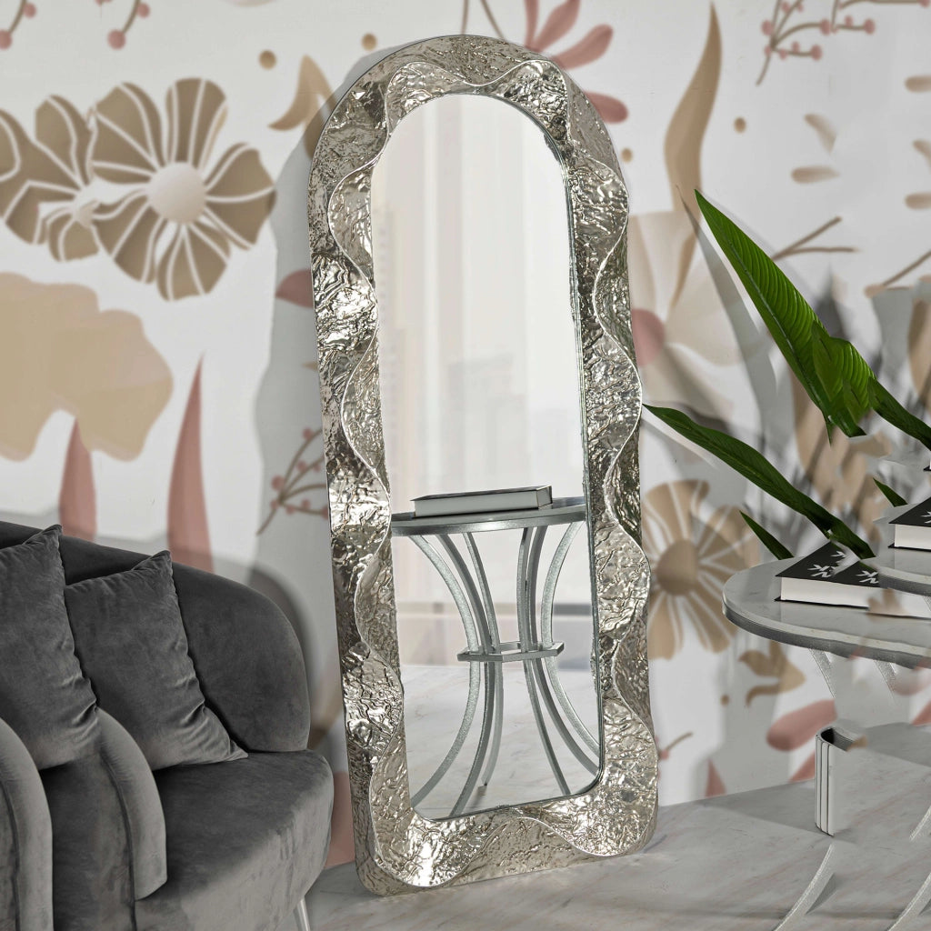 Dadava, Specchio Cornice Effetto Materico, 61x160h cm Argento