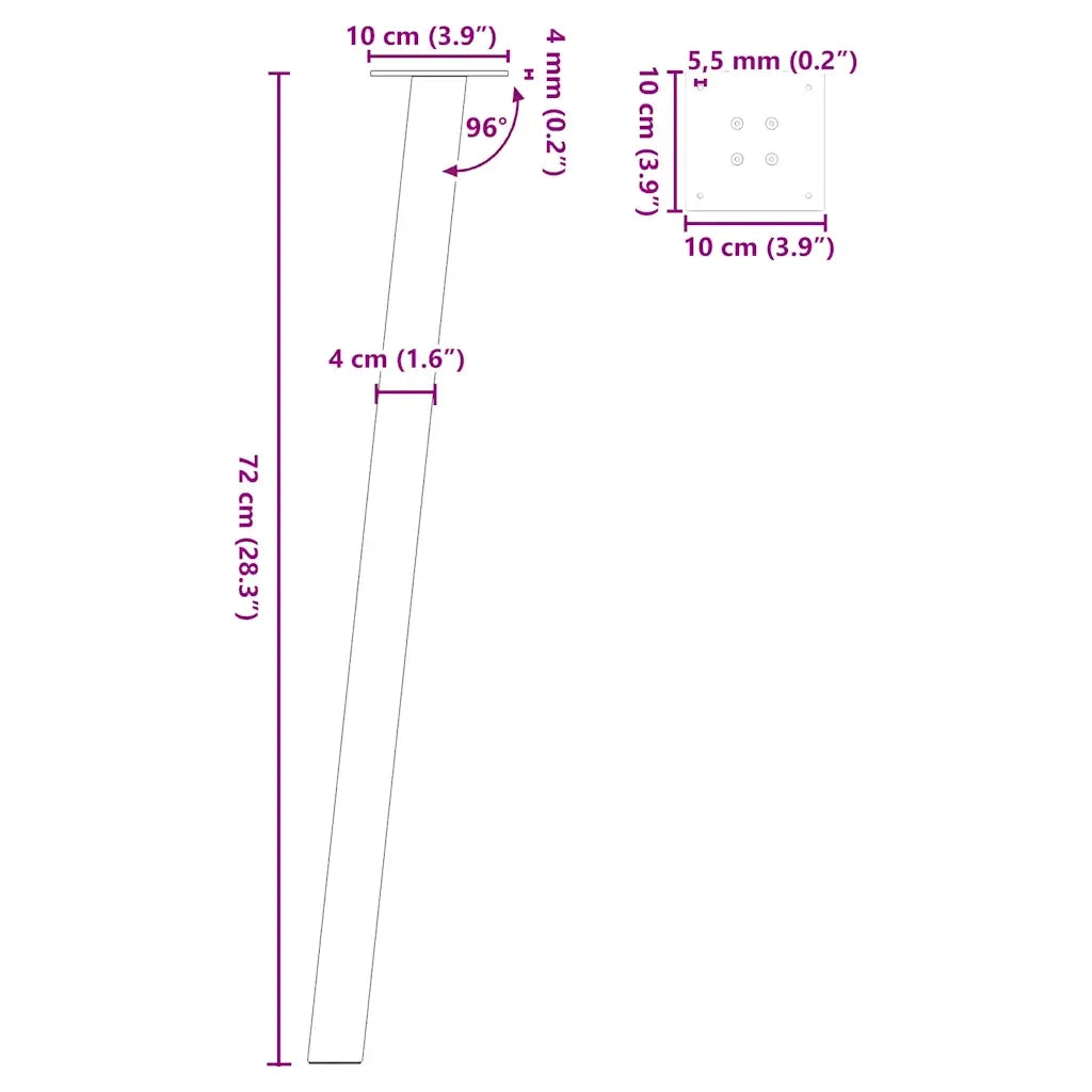 Gambe per tavolo consolle 4 pz Antracite 72 cm Acciaio 4012494