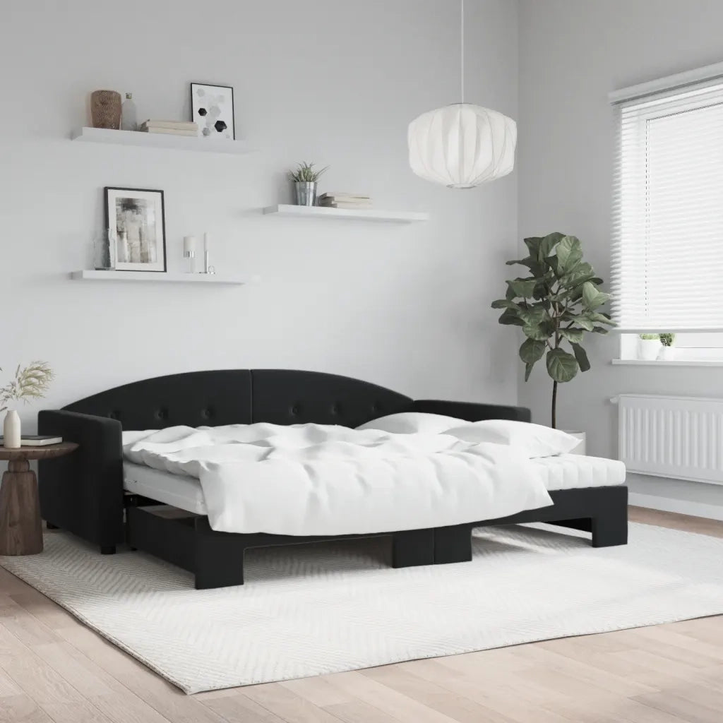 Divano Letto Estraibile con Materassi Nero 90x190 cm Velluto 3197340