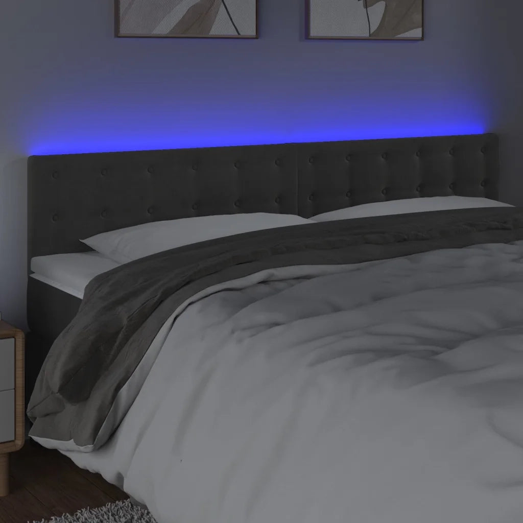 Testiera | Testata a LED Grigio Scuro 200x5x78/88 cm in Velluto