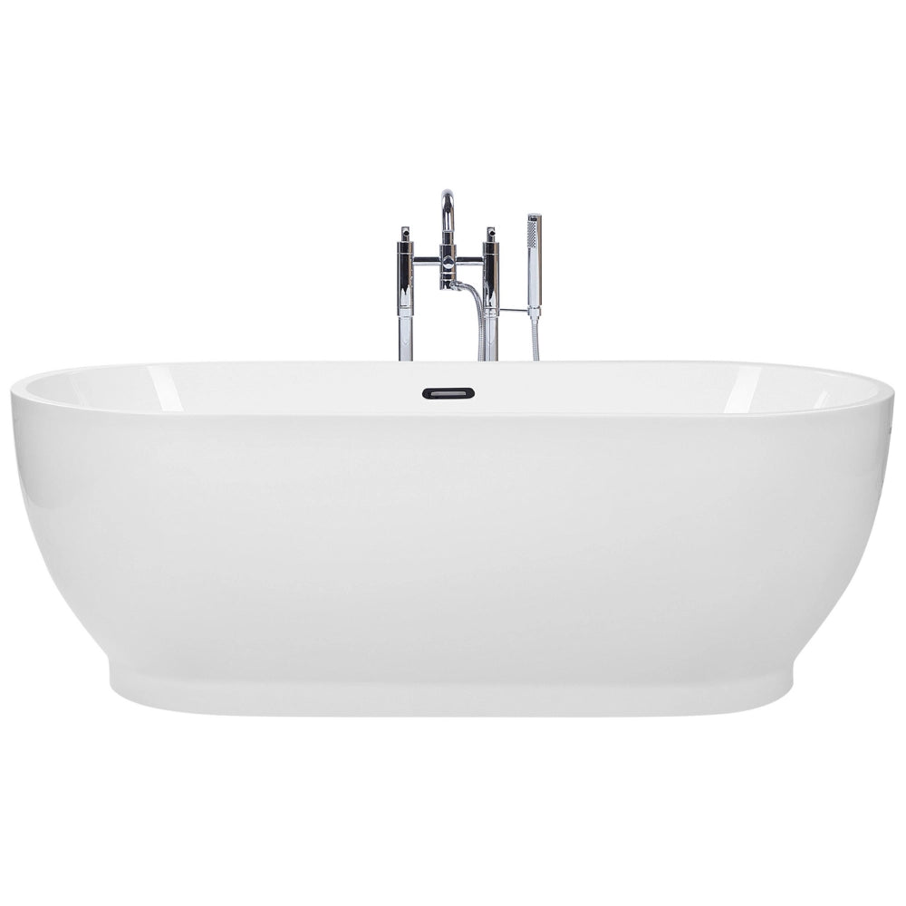 Vasca da bagno freestanding bianco lucido sanitario acrilico ovale moderno design minimalista