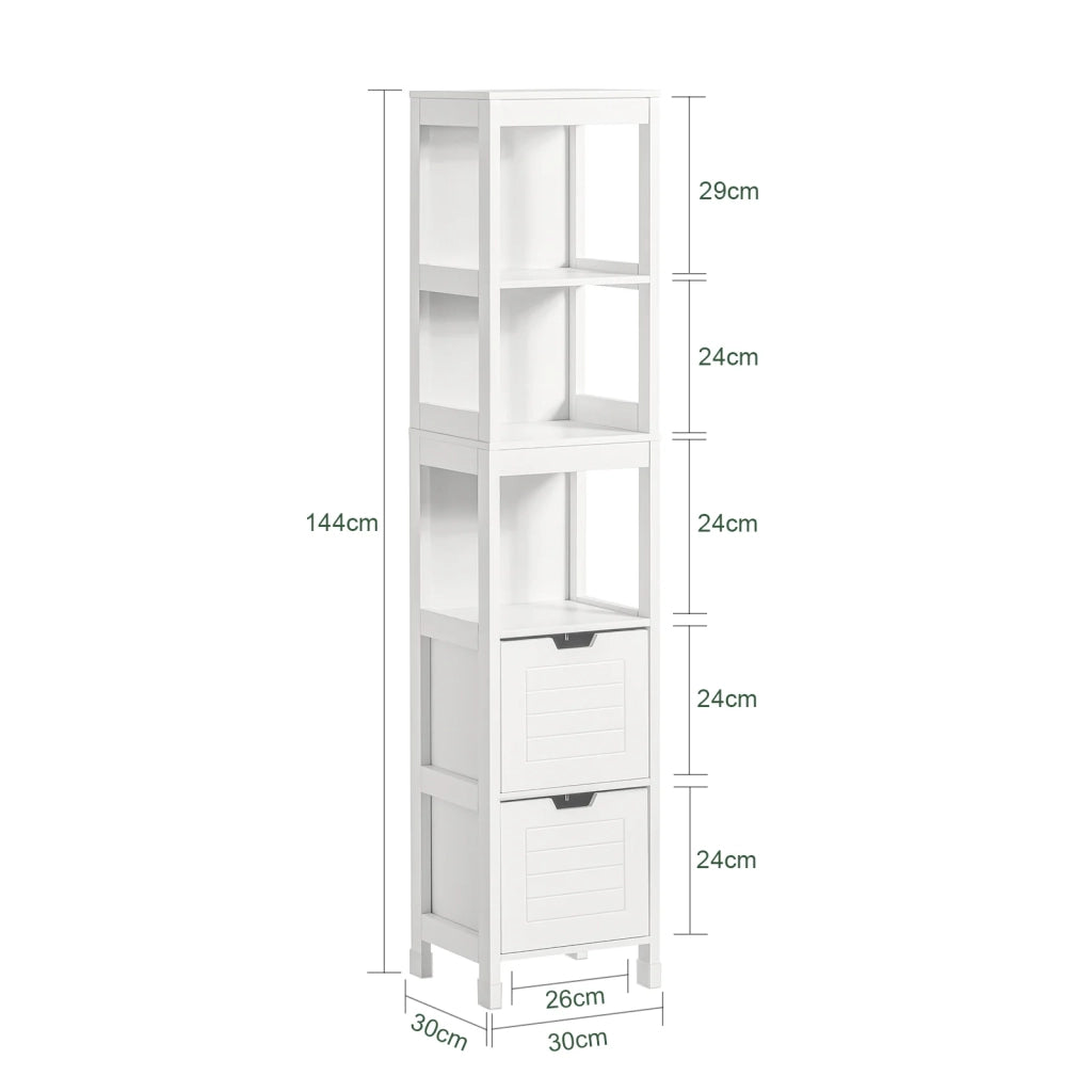 Mobiletto Bagno Colonna Bagno Cassettiera Bagno salvaspazio L30*P30*A145 cm Bianco FRG126-W