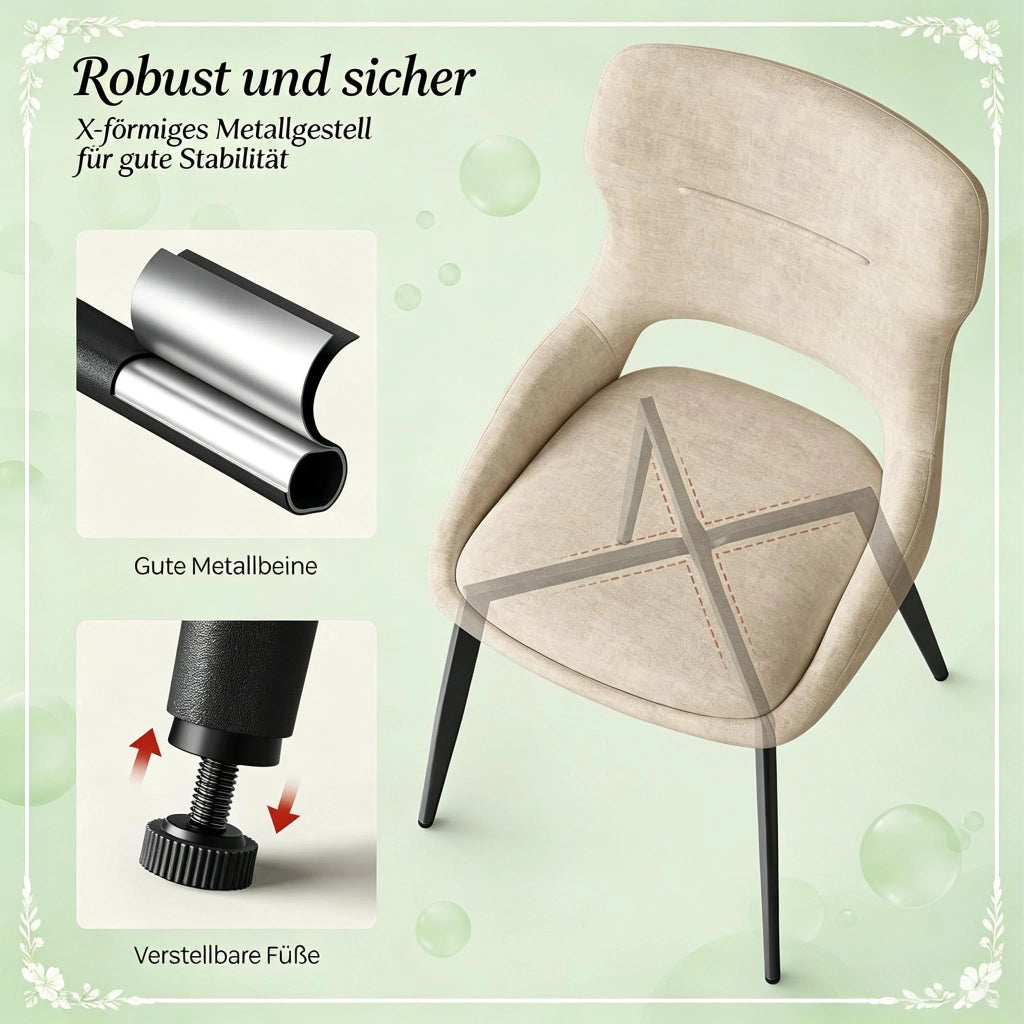 SEDIA imbottita in chenille 43x40x86 cm kaki Set da 2 pezzi