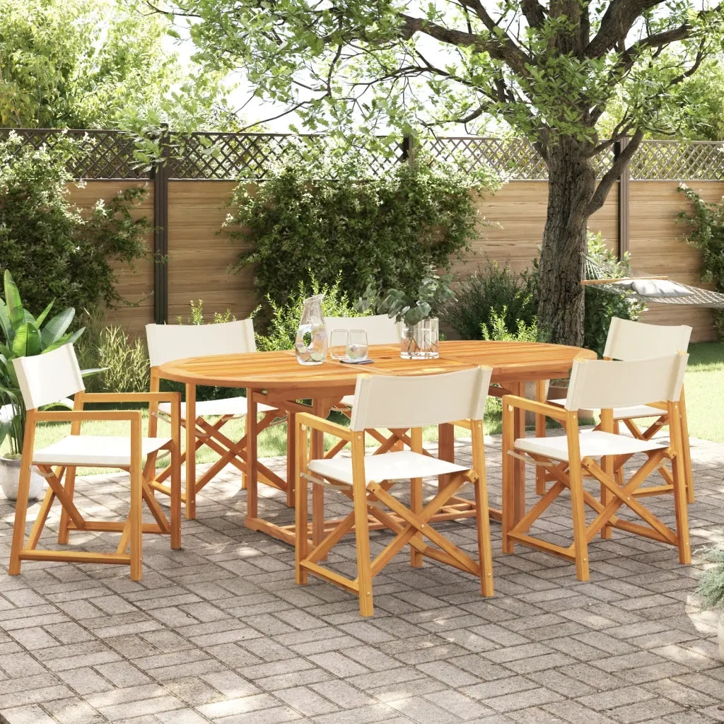 Sedie da Giardino Pieghevoli 6 pz Bianco Crema in Tessuto