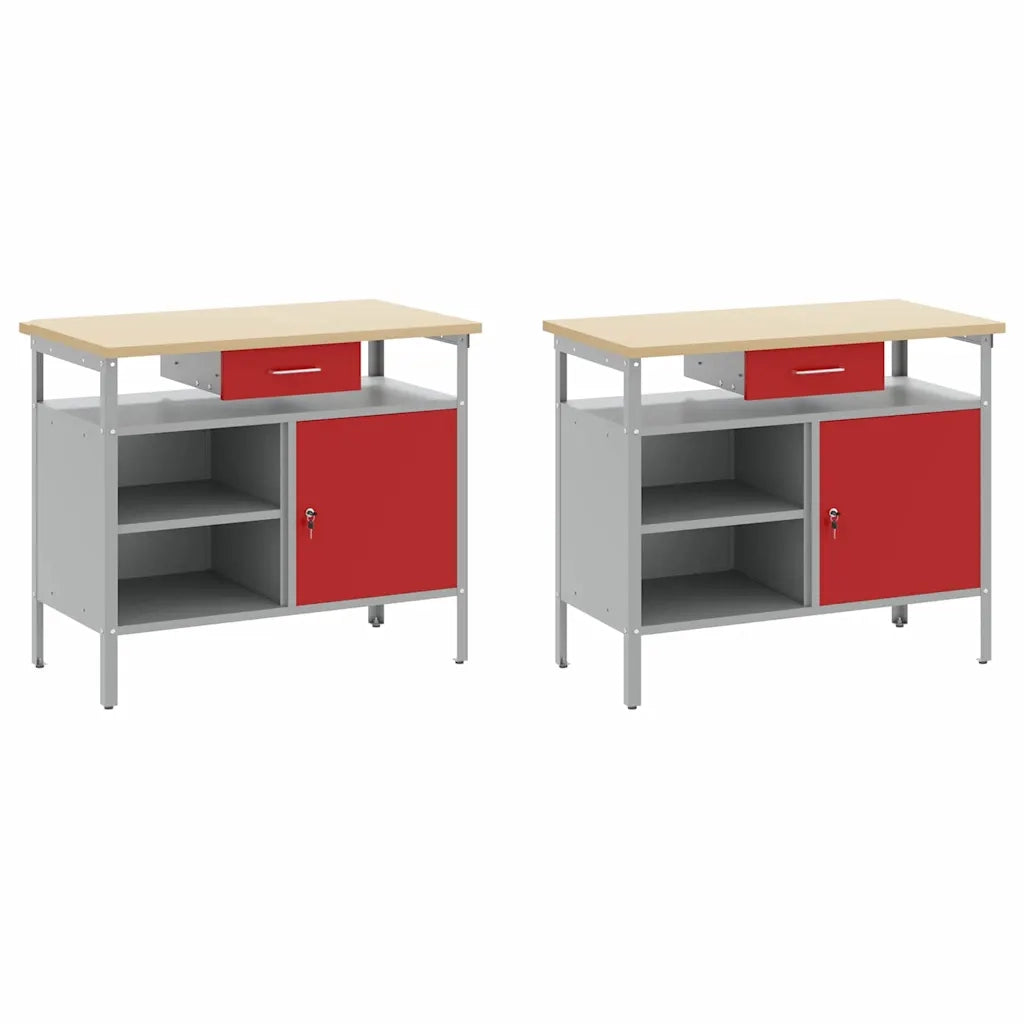 Set banco da lavoro con cassetto 8 pcs Rosso e Grigio 3321495