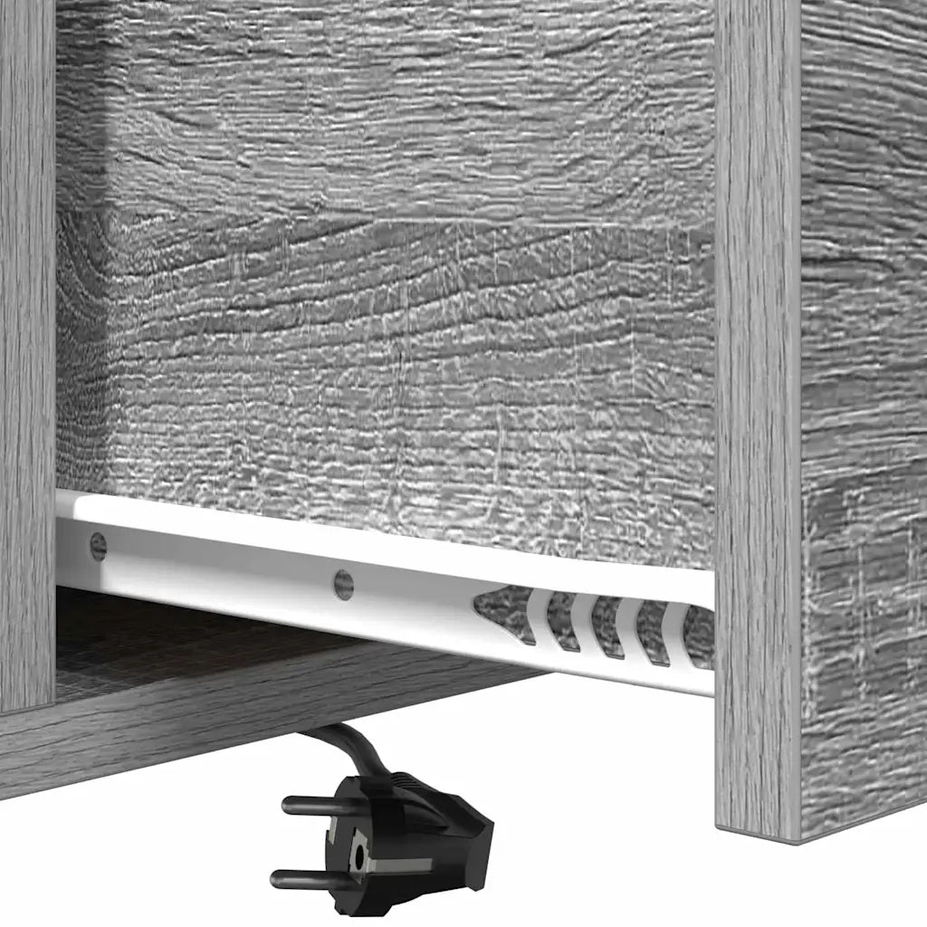 vidaXL Comò con stazione di ricarica Grigio sonoma Legno multistrato
