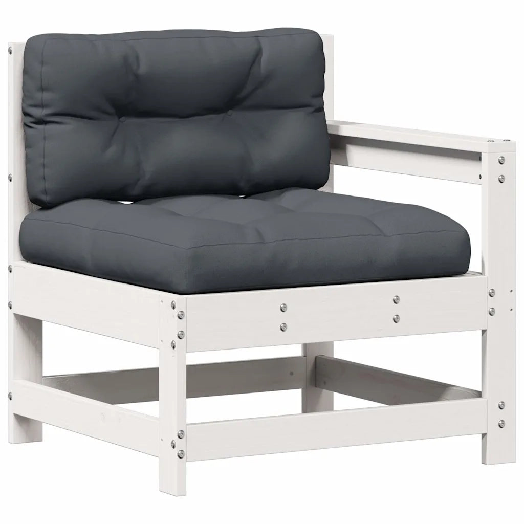 Set Salotto Giardino 7pz con Cuscini Bianco Legno Massello Pino 3250945