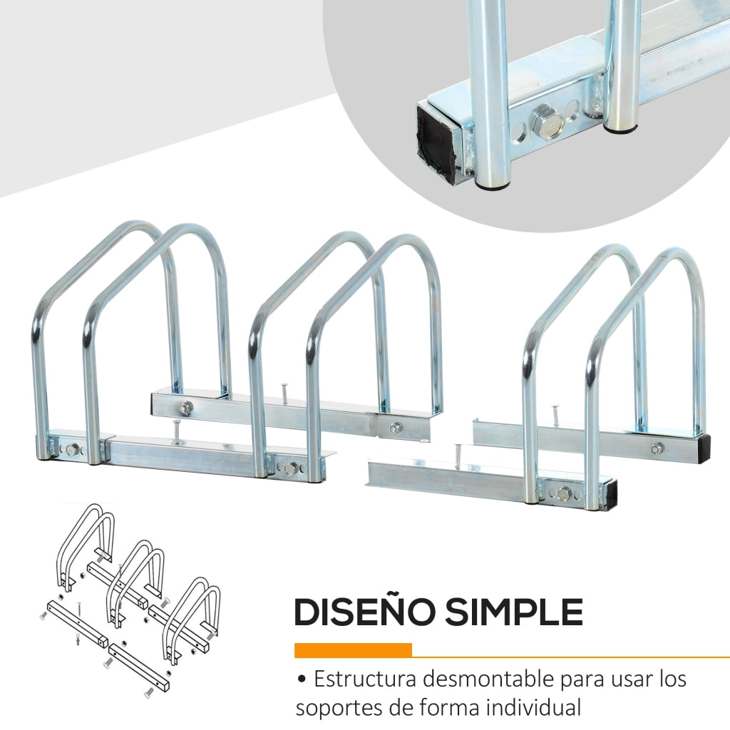 Parcheggio Biciclette 3 Posti ¨C zephmum ¨C Grigio 76x33x27cm
