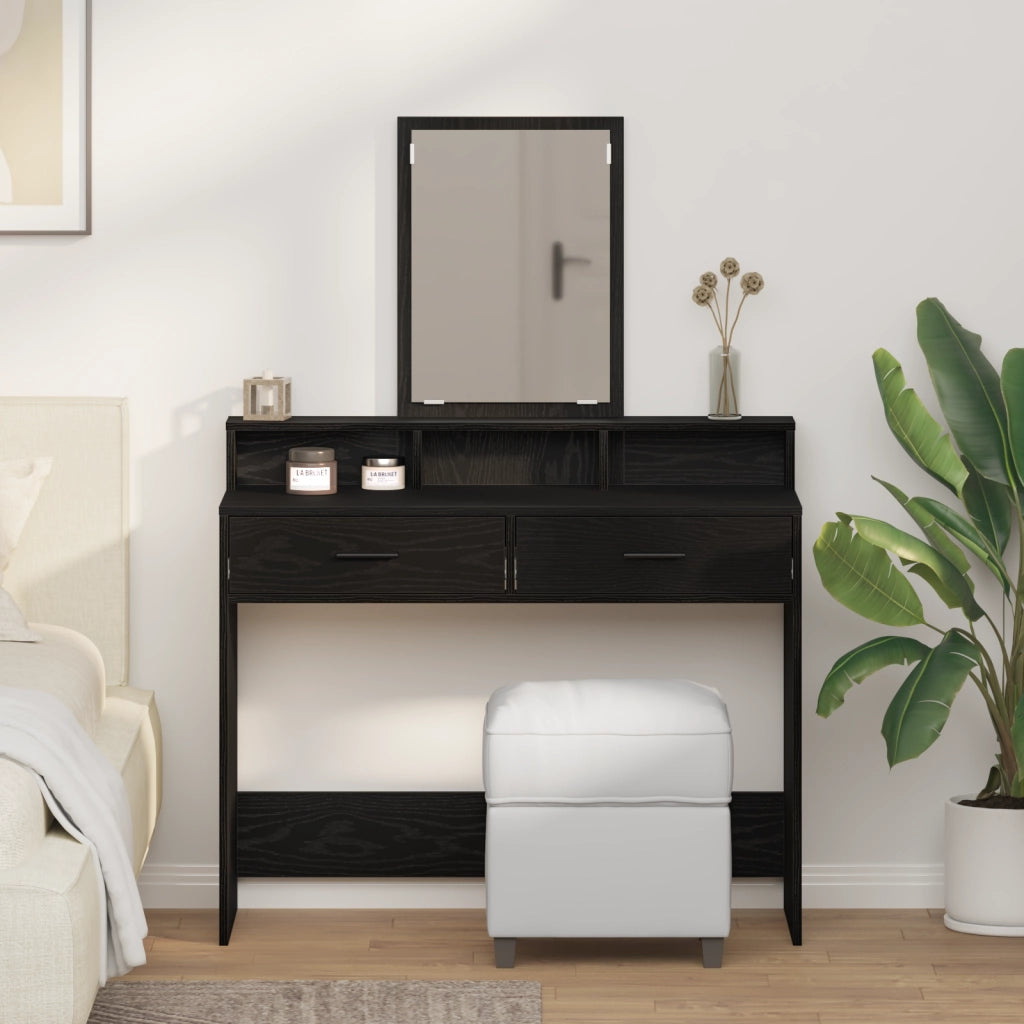 Toeletta  con cassetti Nero Rovere 100x41x140 cm