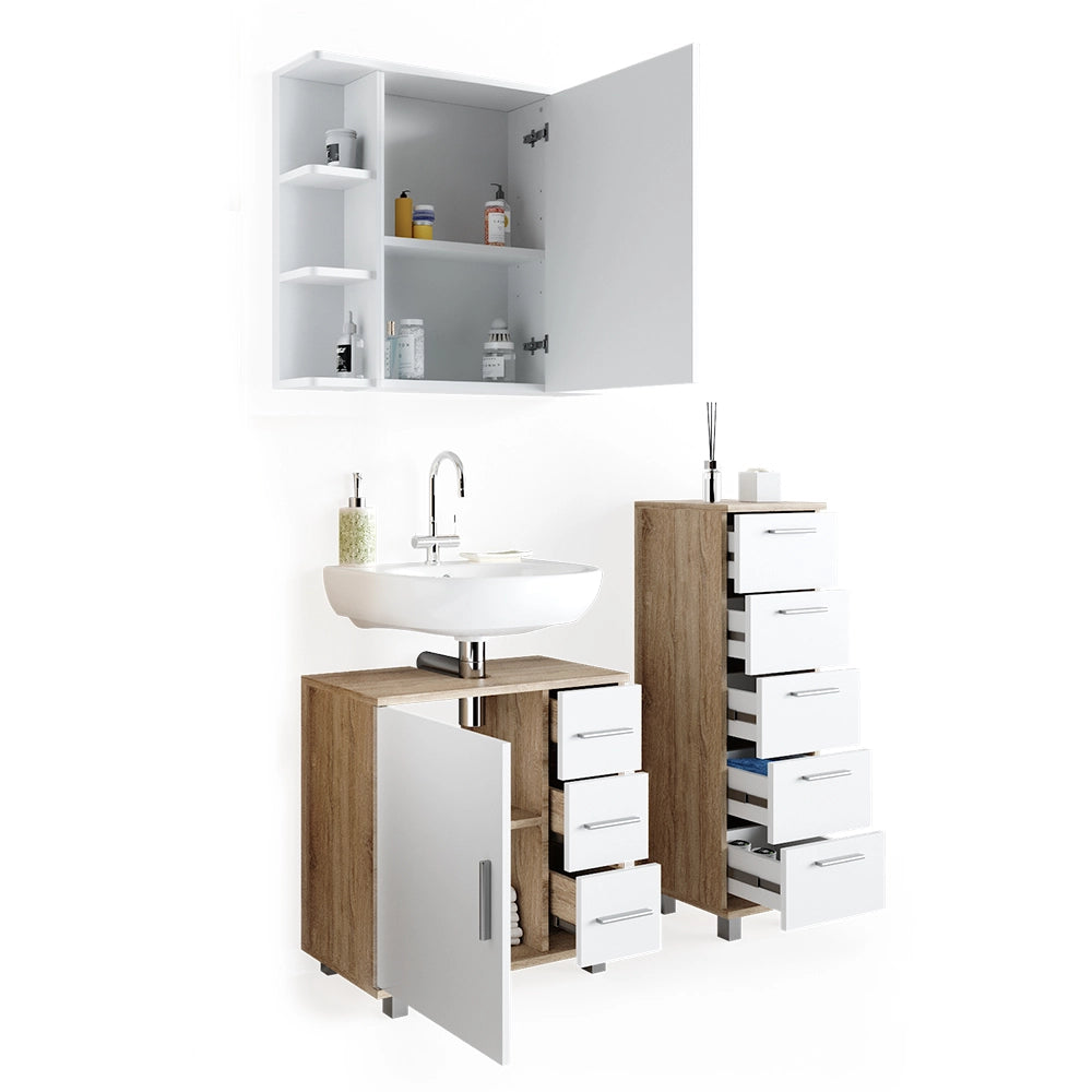 Vicco Set mobili bagno Sonoma 3 parti, con mobile midi
