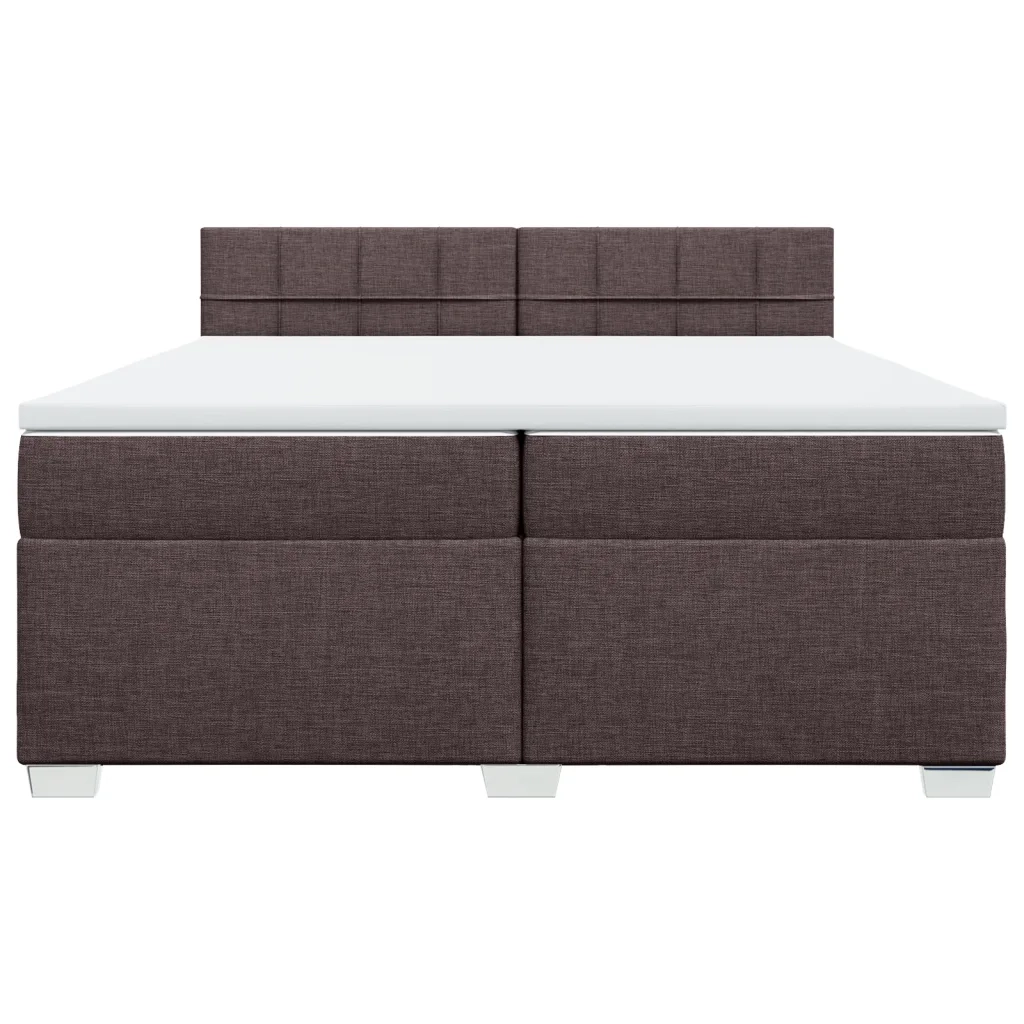 Giroletto a Molle con Materasso Marrone Scuro 200x200cm Tessuto