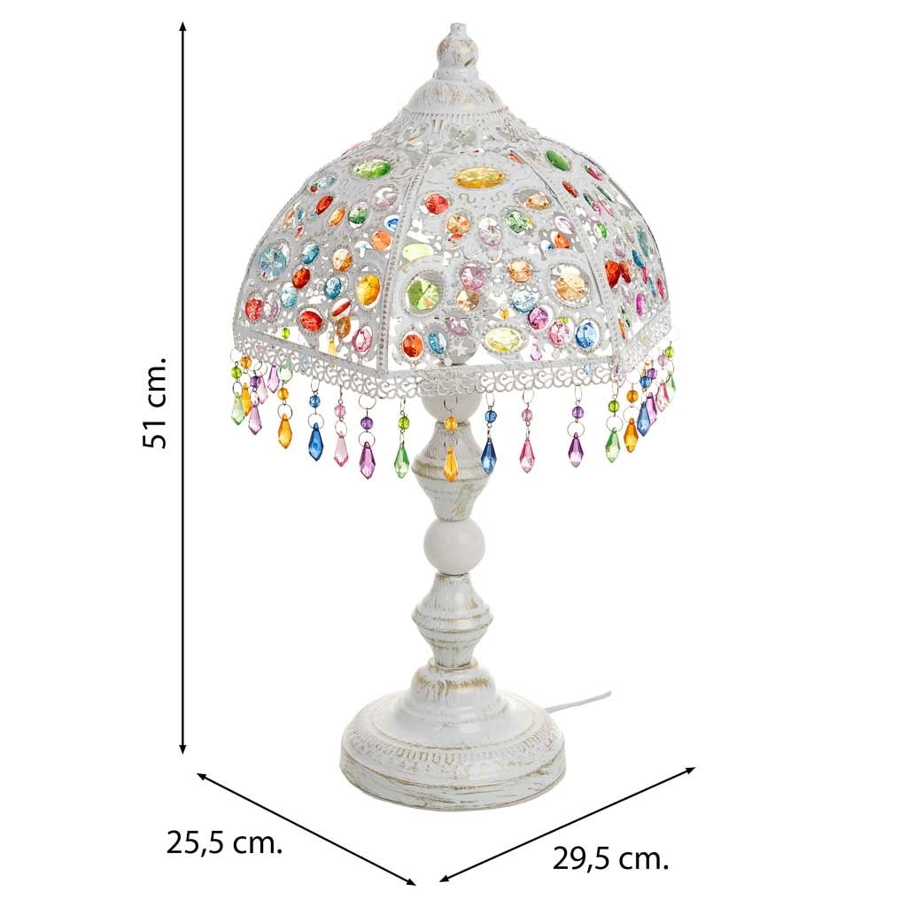 Lampada in metallo con perline in cristallo acrilico 29.5x25.5x51h cm