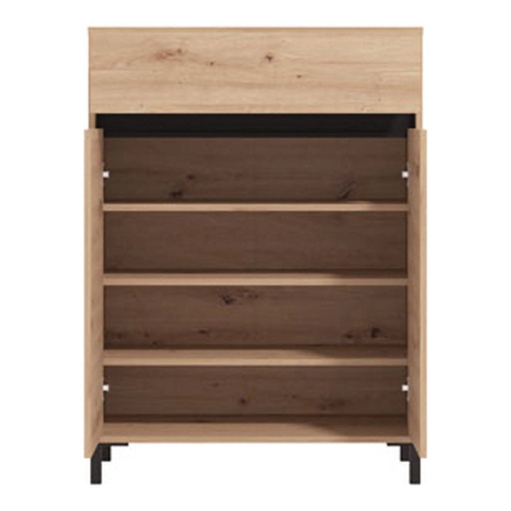 Mobile Portascarpe Ilarione, Scarpiera un Cassetto, 80x40x109.5h cm Marrone Rovere Nodi