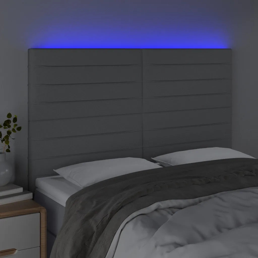 Testiera | Testata a LED Grigio Chiaro 144x5x118/128 cm in Tessuto