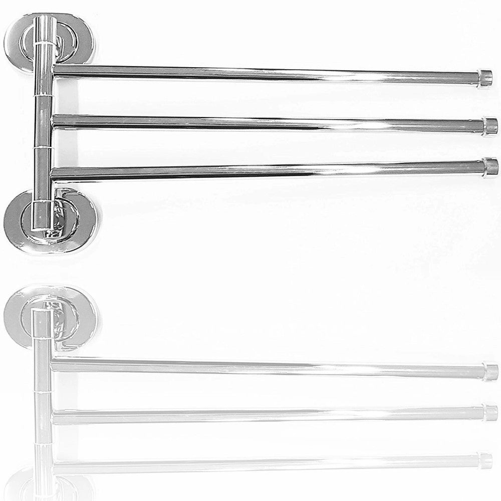 Trade Shop - Supporto Porta Asciugamano Triplo Acciaio 38x19.9x5cm  69200 Muro Bagno -