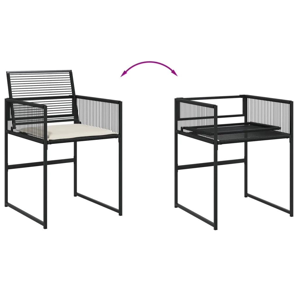 Set da Pranzo da Giardino 17 pz con Cuscini Nero in Polyrattan 3295017