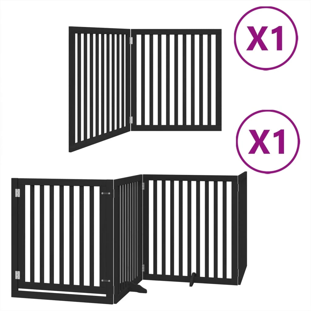 Cancelletto di sicurezza per animali domestici porta pieghevole 6 pannelli legno di pioppo nero 02_0023227