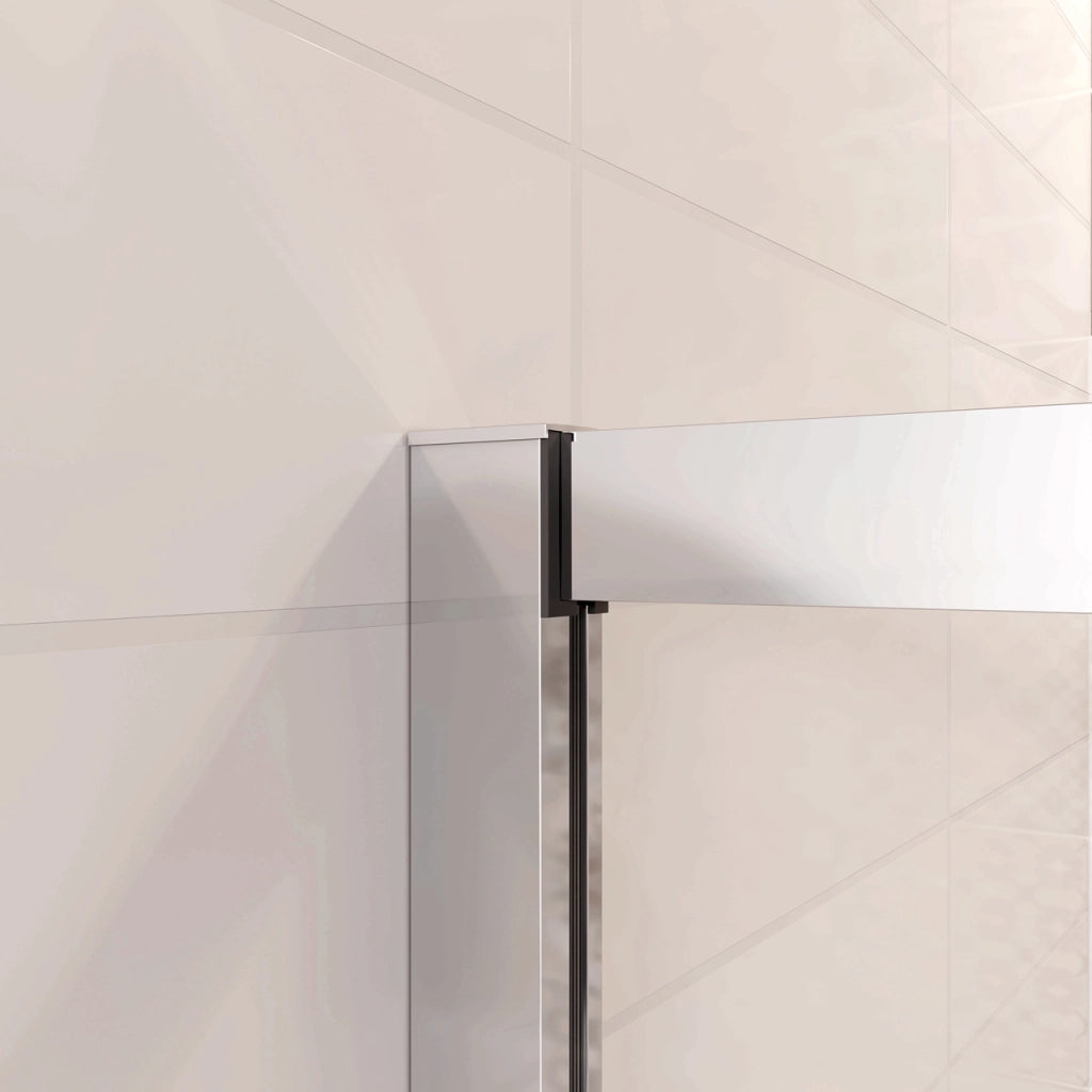 150x185 cm Porta Doccia Per Nicchia Anta Scorrevole Ingresso Laterale In Vetro 5mm Temperato Trasparente