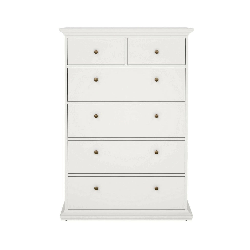 Cassettiera Gaetana, Settimino multiuso, Comò camera da letto, Mobile con cassetti, 96x49 h139 cm, Bianco