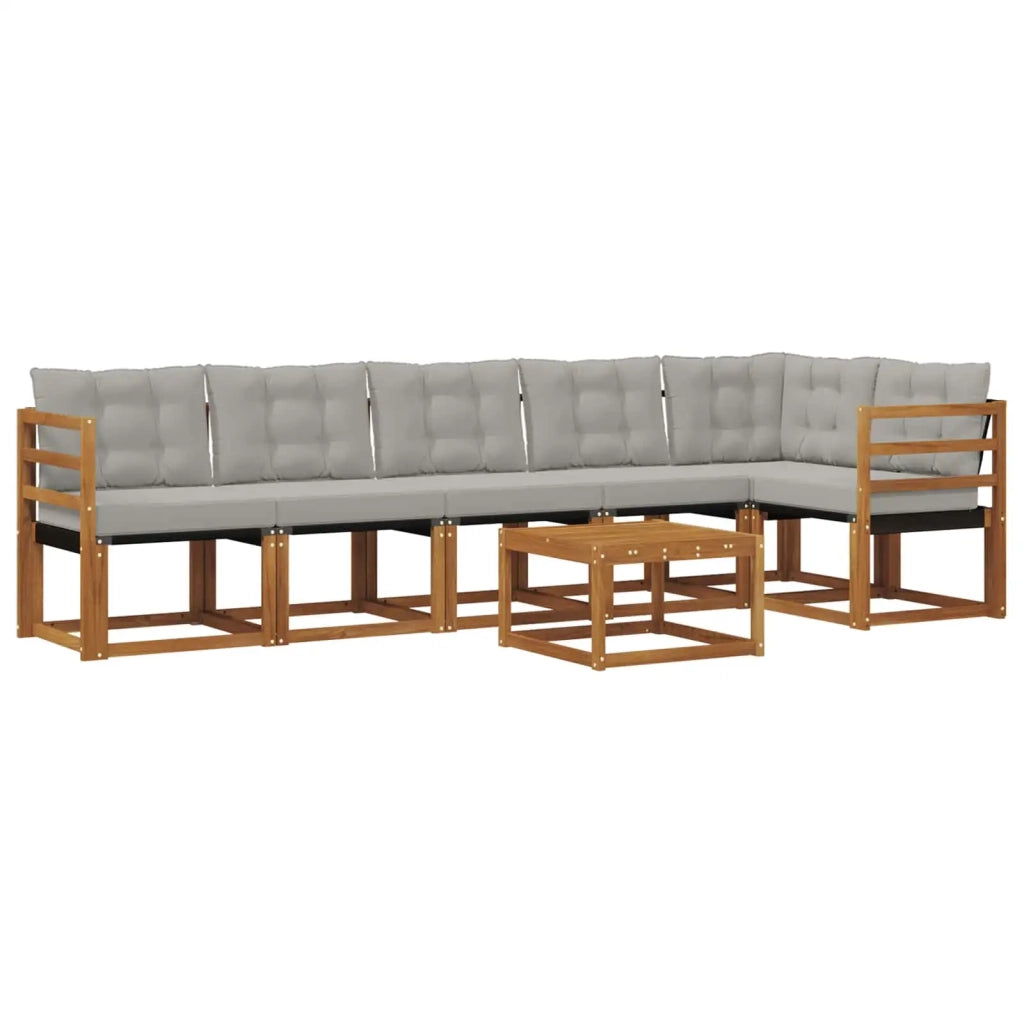 Set di divani da esterno 7 pcs Grigio Naturale e Chiaro 3368726
