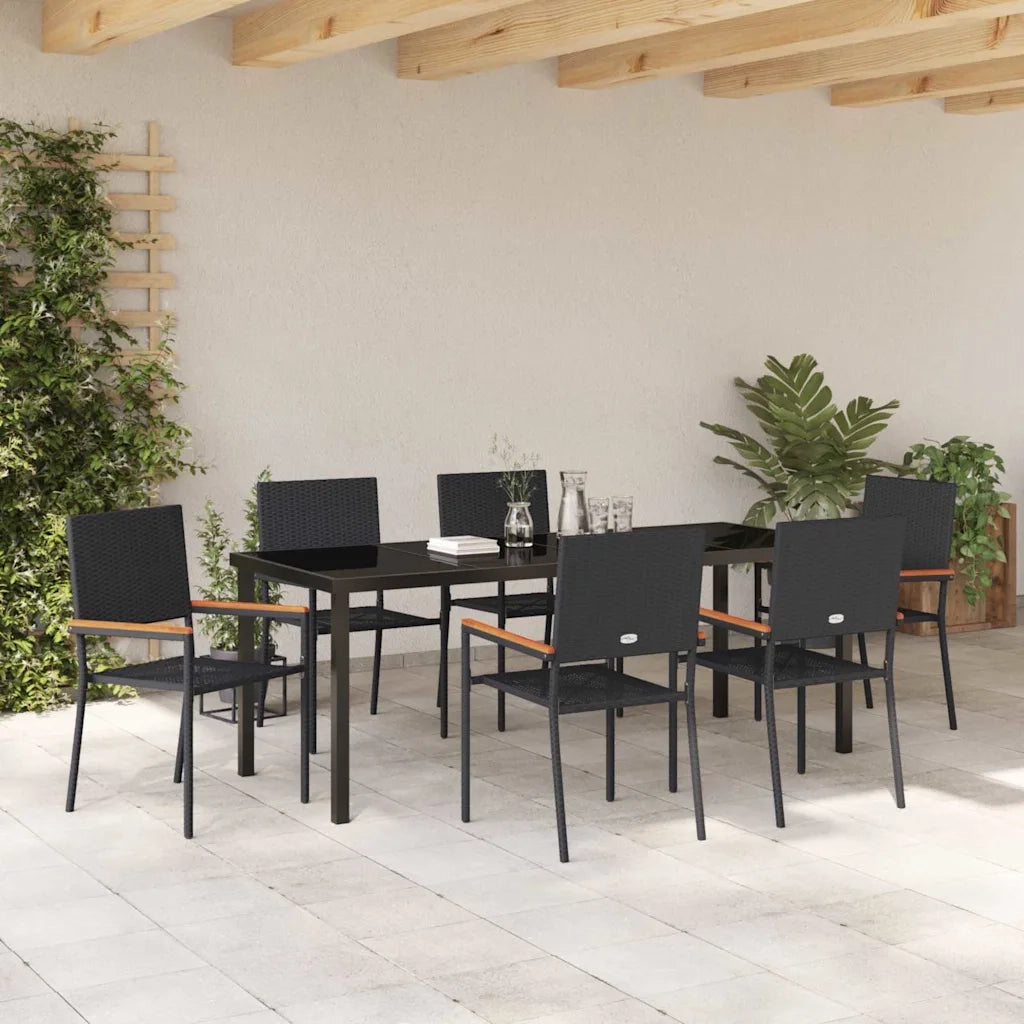 Set da Pranzo per Giardino con cuscino 7 pcs Nero polyrattan 3379707