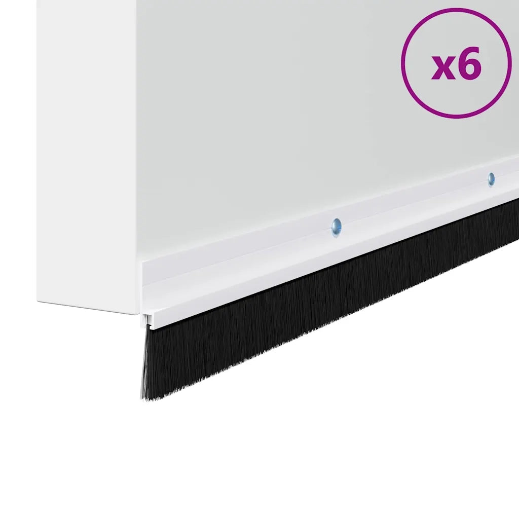 Spazzole per porte a vite 6 pcs Bianco 100 cm Lega di alluminio 42019538