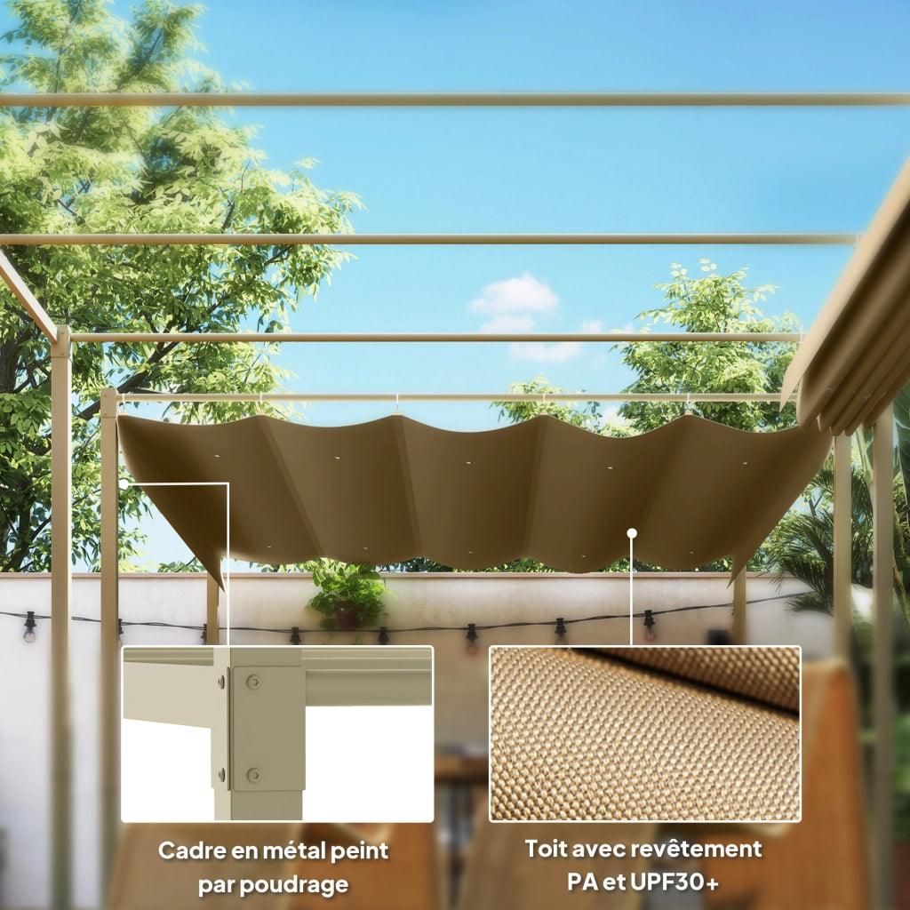 Pergola da giardino 3x3m con tetto retrattile ¨C zephmum ¨C kaki