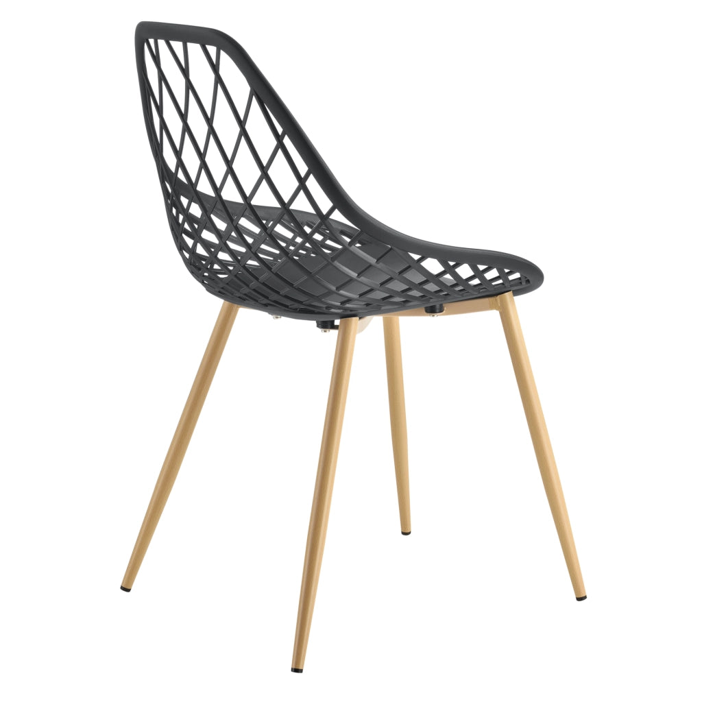 [en.casa] Set da 2 Sedie di Design in Plastica con Gambe in Metallo per Sala da Pranzo / Ristorante / Sale di Attesa - Nero