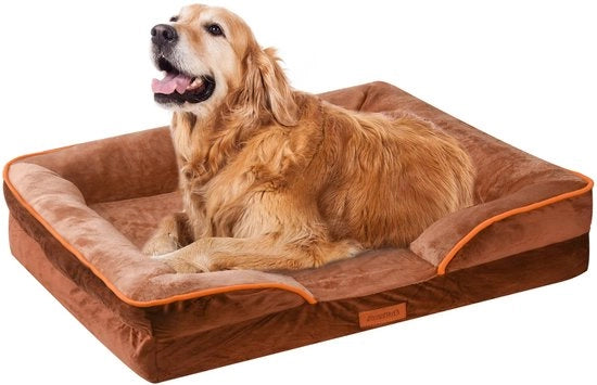 Letto per cani ortopedico per grandi e medi cani - Schiuma con cuscino rimovibile e lavabile, imbottitura impermeabile e fondo antiscivolo, 88 cm L x 64 cm P x 20 cm H (marrone)