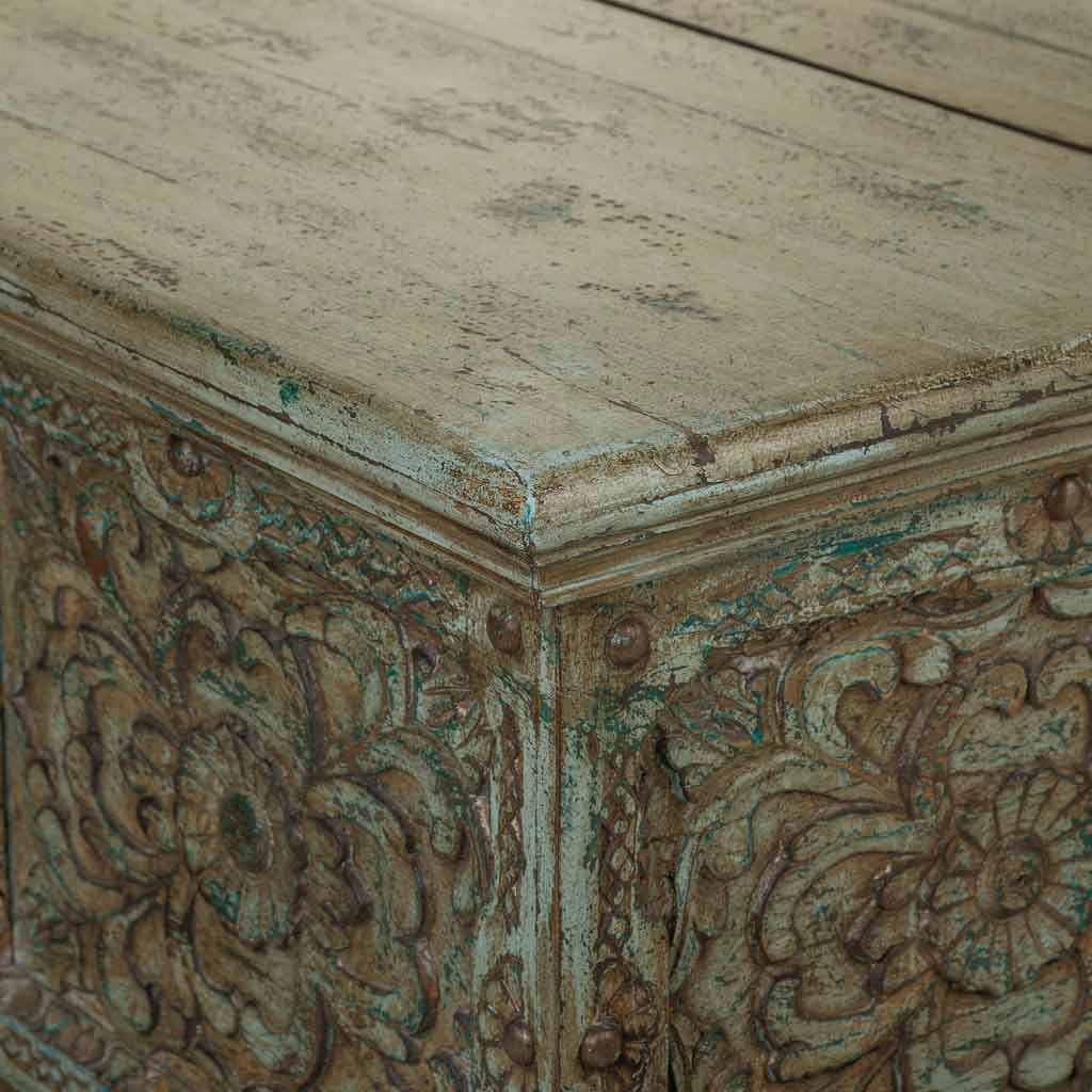 Tavolino in legno blu fatto a mano 100x100x47
