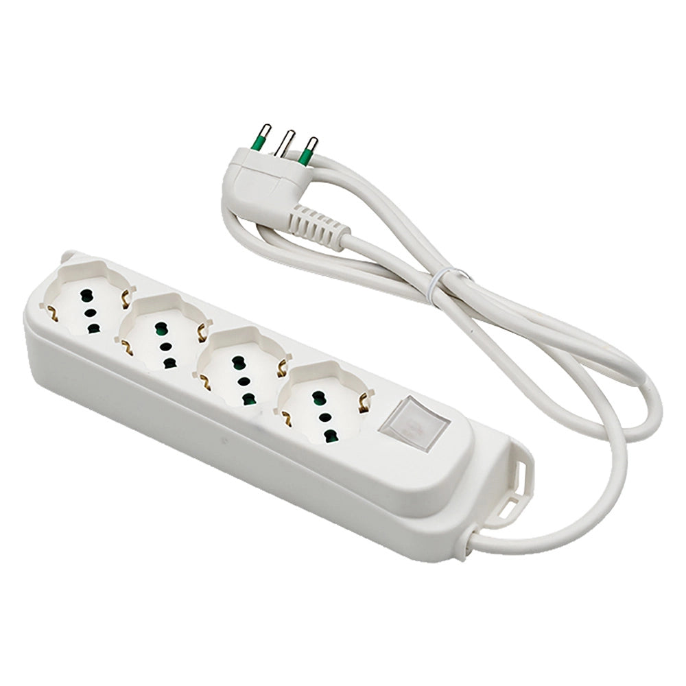MULTIPRESA CON INTERRUTTORE 4 uscite / spina 2P+T 16A - bianca  - FANTON