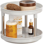 Organizzatore rotante per cosmetici e medicinali in stile - piatto rotante Lazy Susan con 2 livelli - argento chiaro