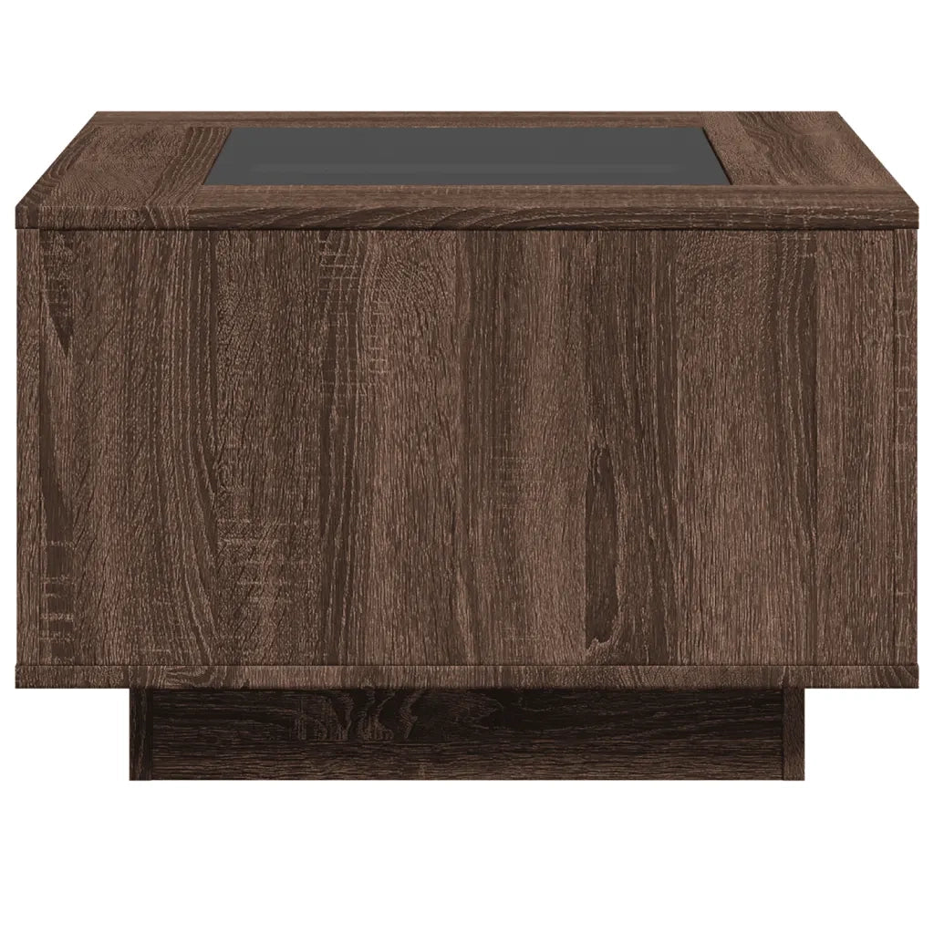 Tavolino Salotto con LED Rovere Marrone 60x60x40 cm Multistrato