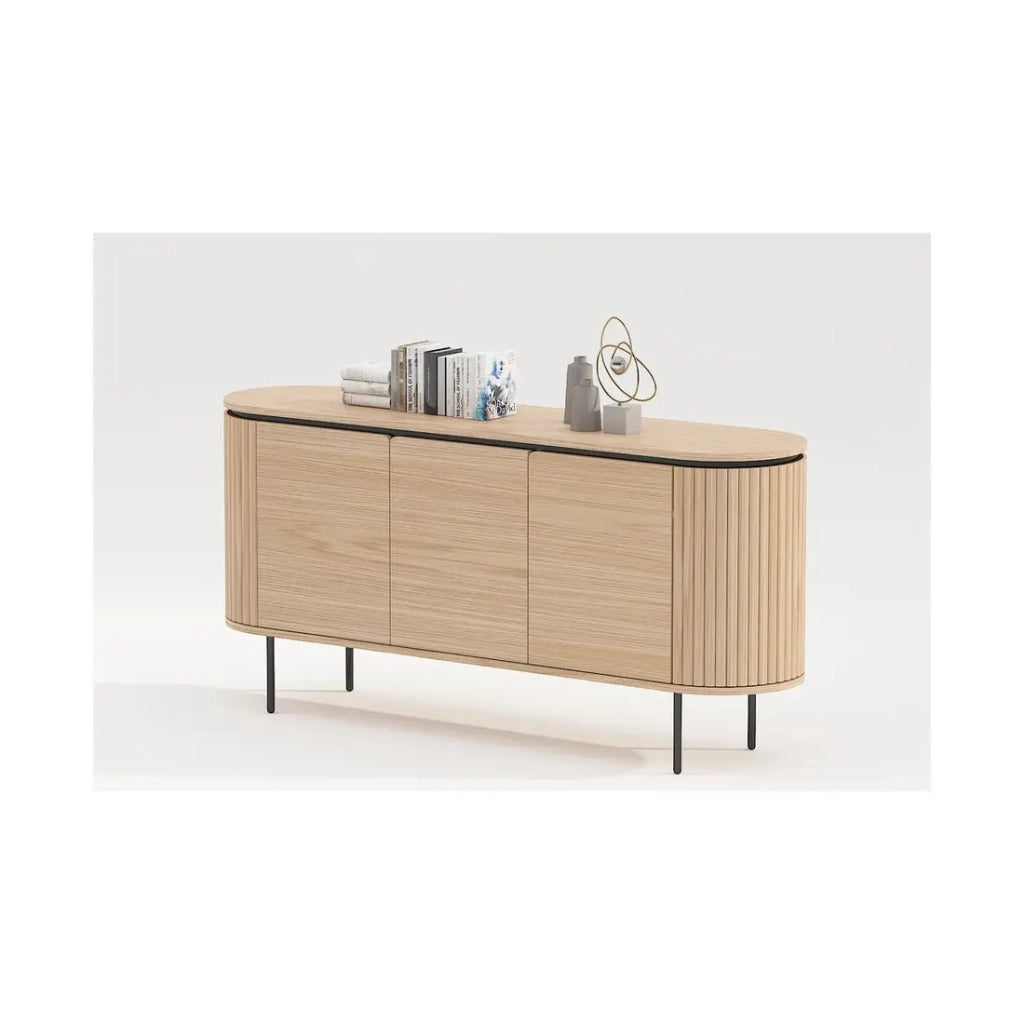 Buffet 160 cm 3 porte rovere chiaro e nero – Collezione SÖREN