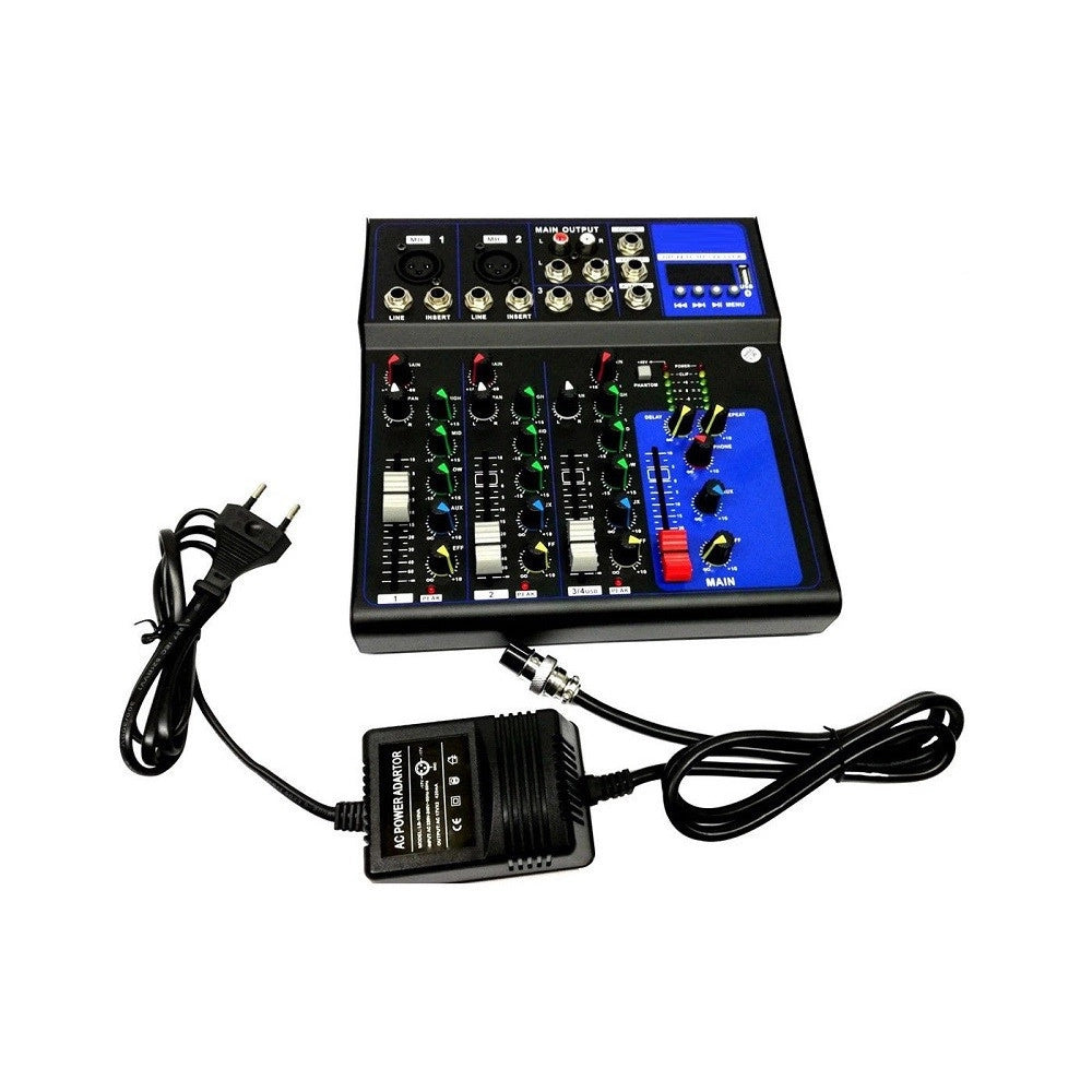 Trade Shop - Mixer Audio Professionale 4 Canali Usb Con Echo-delay Dj Karaoke Pianobar -