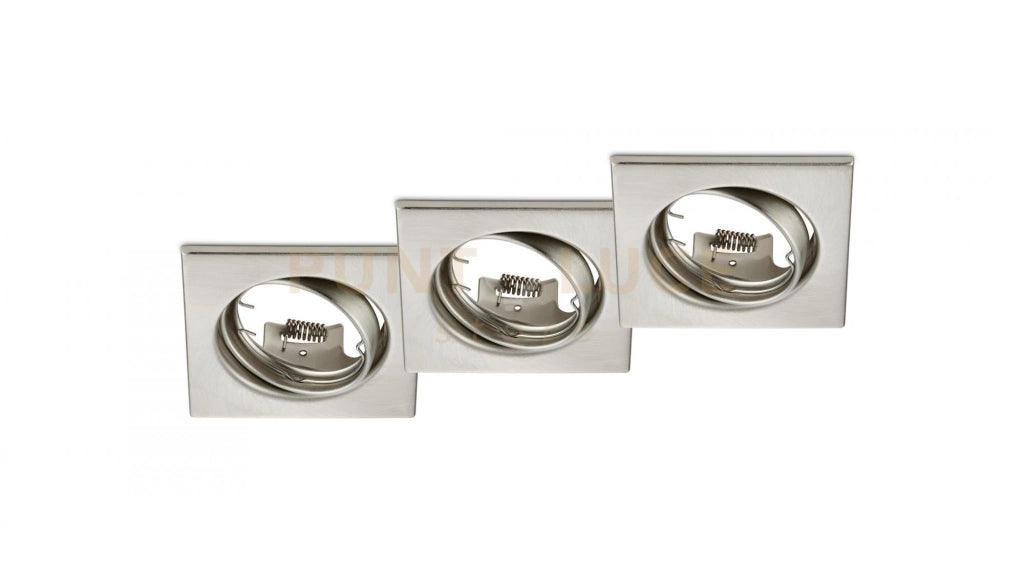JURA KIT 3 FARETTI DA INCASSO QUADRATI ORIENTABILI ACCIAIO 8X8CM ATTACCO GU10
