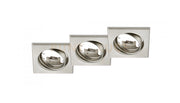 JURA KIT 3 FARETTI DA INCASSO QUADRATI ORIENTABILI ACCIAIO 8X8CM ATTACCO GU10